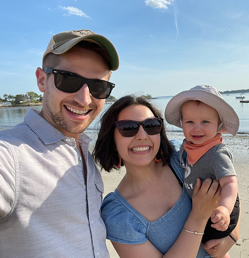 James at the beach with his family